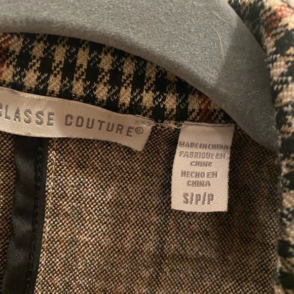 La classe Couture plaid tan and black sweater blazer S - Picture 2 of 7